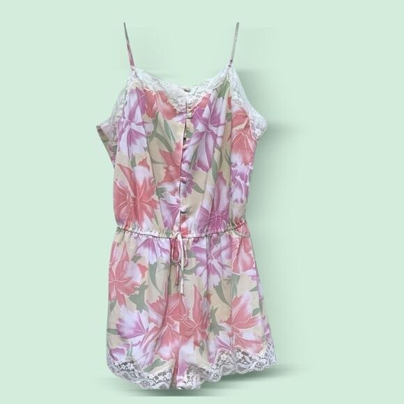 VTG Victoria’s Secret Gold Label Floral Lingerie Teddy Pink Pastel Lace - Picture 2 of 7